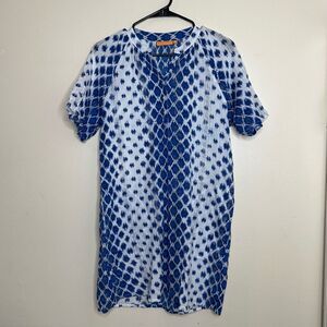 Oliphant Patterned Blue Shimmer Cotton Summer Dress Lightweight size Small